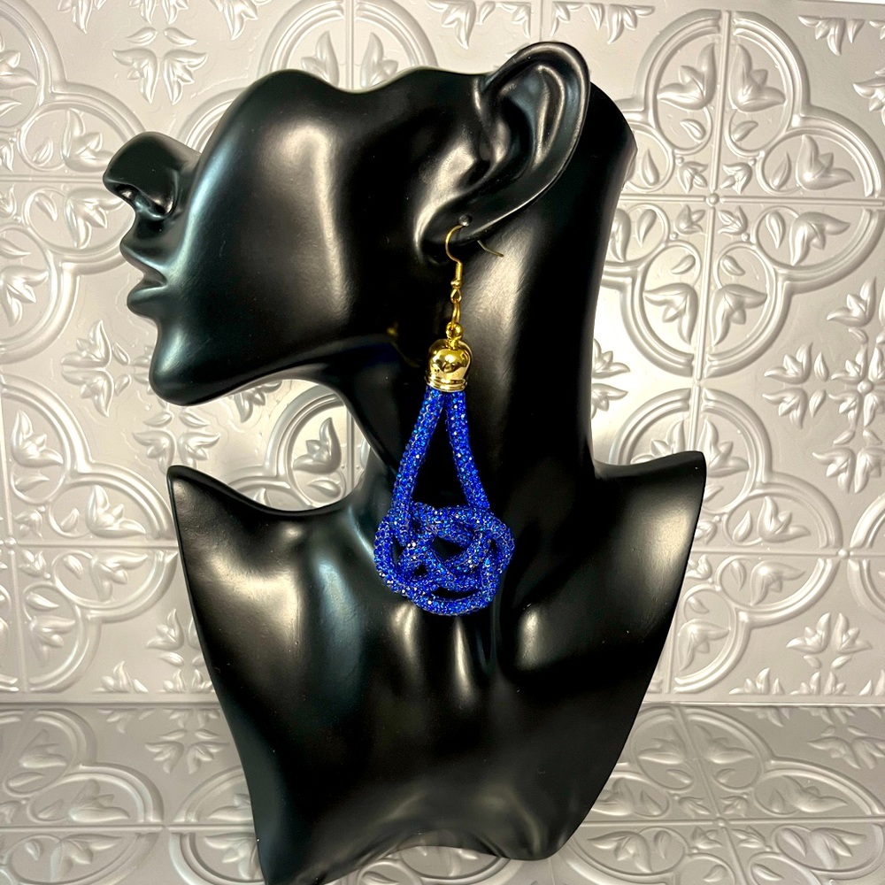 Blue Bling Dangle Earrings